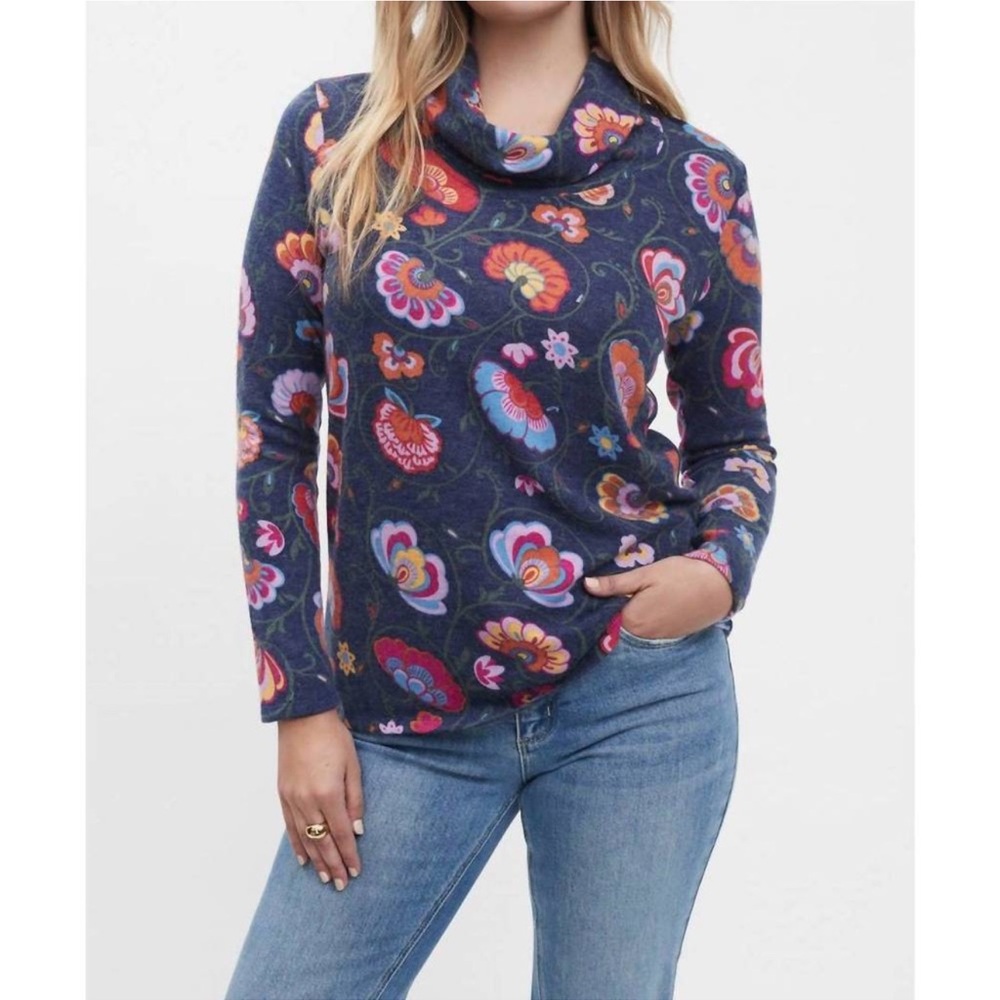 FDJ Floral Cowl Neck Sweater